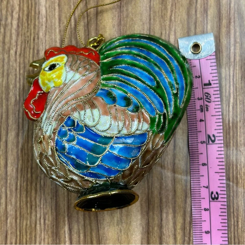 Cloisonné Rooster Ornament Alsan Co. Victorian Enameling NEW